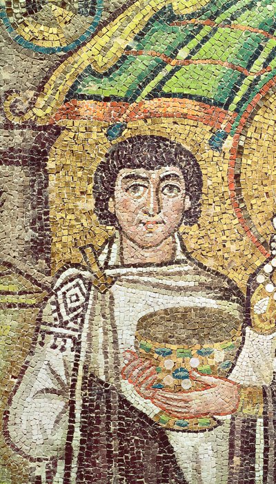 Empress Theodora with Her Court of Two Ministers and Seven Women, c.547 AD (detail) by Byzantine School